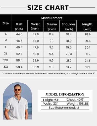 COOFANDY Men's Henley Shirts Band Collar Short Sleeve Shirt Casual Summer Beach Shirt Hippie T Shirt Fashion Hawaiian Shirt in Kuwait