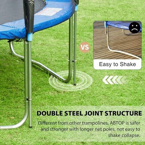 Kids Trampoline, ASTM Approved Trampoline 12FT with Enclosure Net, Ladder, Spring Pad and Rain Cover, Recreational, Weight Capacity 425LBS Indoor and Outdoor Trampoline, Black (TP-1206HO) in Saudi Arabia