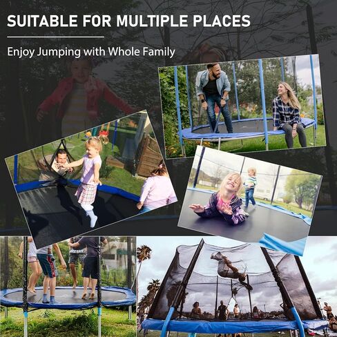Kids Trampoline, ASTM Approved Trampoline 12FT with Enclosure Net, Ladder, Spring Pad and Rain Cover, Recreational, Weight Capacity 425LBS Indoor and Outdoor Trampoline, Black (TP-1206HO) in Saudi Arabia