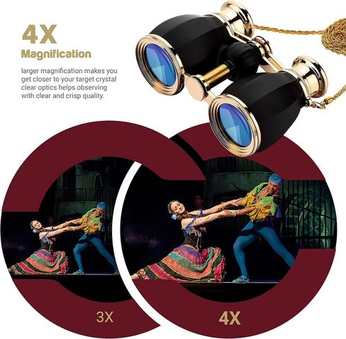 ESSLNB Opera Glasses Binoculars for Women Adults 4X30mm Theater Glasses Compact Binoculars for Theater and Concerts Antique Binoculars with Case Removable Chain White in Saudi Arabia