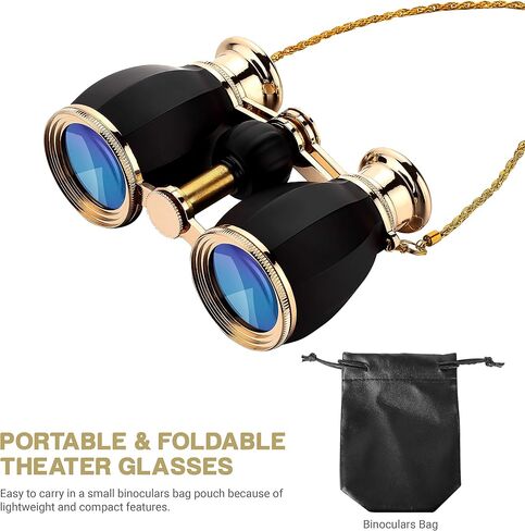 ESSLNB Opera Glasses Binoculars for Women Adults 4X30mm Theater Glasses Compact Binoculars for Theater and Concerts Antique Binoculars with Case Removable Chain White in Saudi Arabia