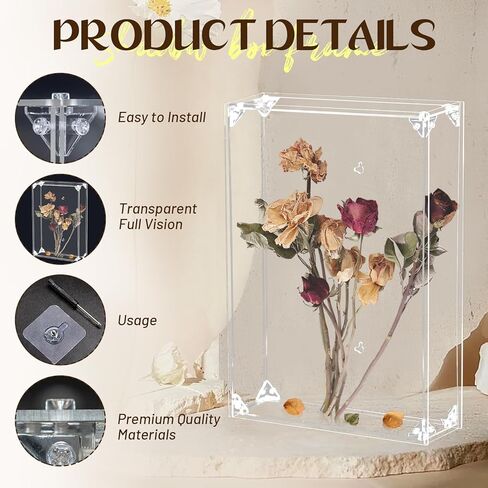صندوق ظلال أكريليك مقاس 11 × 14، يلزم تجميع صندوق ظلال عميق مقاس 2.5 بوصة، علبة عرض صندوق ظلال شفاف مثبتة على سطح الطاولة/الحائط، مناسبة للزهور المجففة، وباقات الزفاف، وصندوق ذاكرة تذكارية in Kuwait