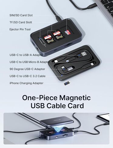 جي سوكس قاعدة شحن مزدوجة 10 في 1 بمنفذ USB-C ومنفذ HDMI 4K ومنفذ PD 100 واط وUSB 3.0 وايثرنت 1000 ميجابت لكل ثانية وبطاقة SD/TF وصوت لماك بوك/ديل/اتش بي/ستيم ديك/سويتش/لينوفو in Kuwait