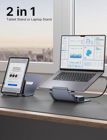 جي سوكس قاعدة شحن مزدوجة 10 في 1 بمنفذ USB-C ومنفذ HDMI 4K ومنفذ PD 100 واط وUSB 3.0 وايثرنت 1000 ميجابت لكل ثانية وبطاقة SD/TF وصوت لماك بوك/ديل/اتش بي/ستيم ديك/سويتش/لينوفو in Kuwait