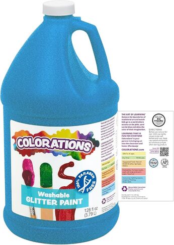 Colorations Paraben-Free Washable Glitter Paint for Kids, Silver in Kuwait