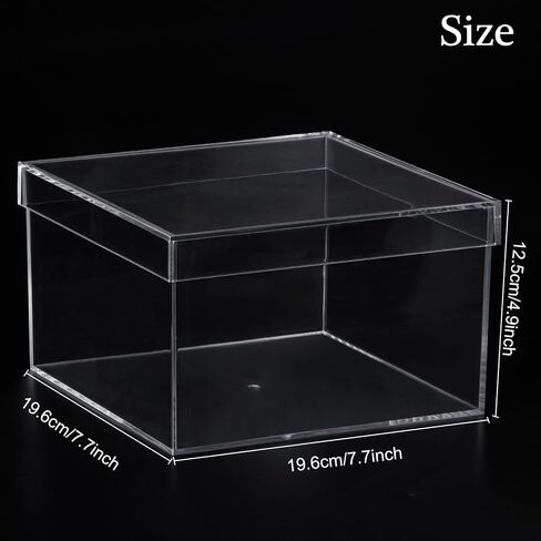 Clear Acrylic Square Cube Boxes, Worasign Plastic Square Cube Containers with Lid Plastic Storage Organizer 5.9x5.9x5.9 Inches for Candy Pill,Tiny Jewelry Beads, Coins, and findings, Craft Supplies in Kuwait