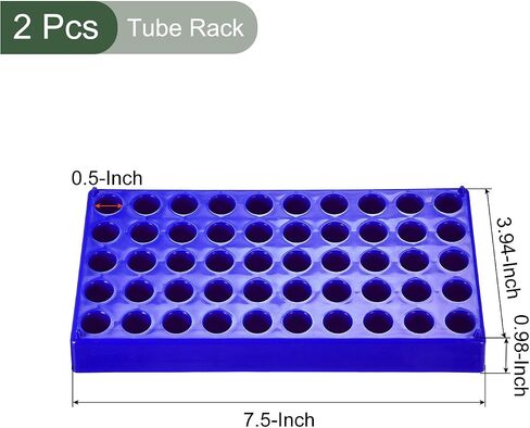 YOKIVE 2Pcs Tube Rack, Polypropylene Test Tube Rack Holder | Great for 1.5ml, 2ml Lab Test Tube(Blue, 50-Sockets) in Saudi Arabia