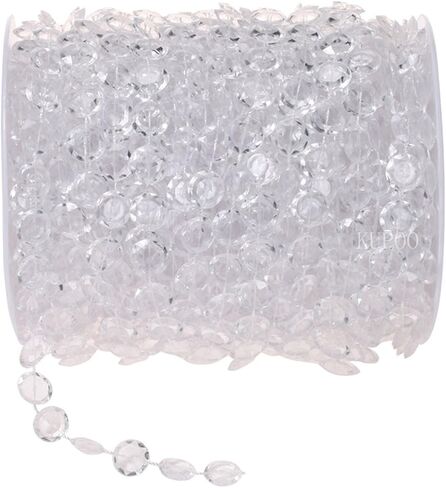 خرز KUPOO بطول 99 قدم يشبه الكريستال الشفاف من The Roll - زينة الزفاف (أبيض) in Kuwait