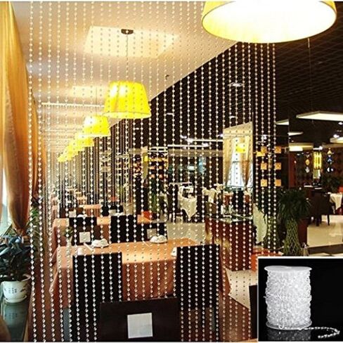 خرز KUPOO بطول 99 قدم يشبه الكريستال الشفاف من The Roll - زينة الزفاف (أبيض) in Kuwait