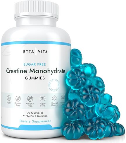 Sugar-Free Creatine Monohydrate Gummies (1g/Gummy) Potent Creatine Gummies for Men & Women, Creatine Supplement for Muscle Support, Cellular Energy, Cognitive Function - Non-GMO, Gluten-Free, Vegan in Saudi Arabia