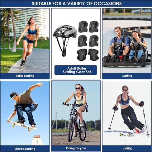 معدات الحماية للكبار 7 قطعة/المجموعة مجموعة معدات الحماية الواقية لركوب الدراجات البخارية التوازن والدراجات الإعصارية والرياضات الخارجية in Kuwait