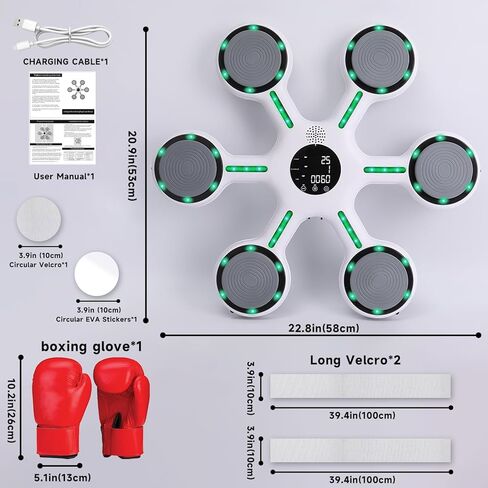 Togieeii Music Boxing Machine Boxing Machine Wall Mounted Music Smart Bluetooth Electronic Punching Equipment with Boxing Gloves Electronic Focus Agility Training Digital Boxing for Kids and Adults in Kuwait