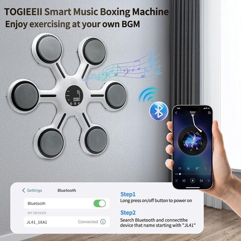 Togieeii Music Boxing Machine Boxing Machine Wall Mounted Music Smart Bluetooth Electronic Punching Equipment with Boxing Gloves Electronic Focus Agility Training Digital Boxing for Kids and Adults in Kuwait