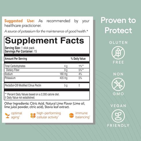 PectaSol Modified Citrus Pectin – 15 5g Lime Stick Packs – Total-Body Health Supplement to Support Heart,Immune System, Inflammation Response & Aging + Maintain Healthy Galectin-3 Levels in Kuwait