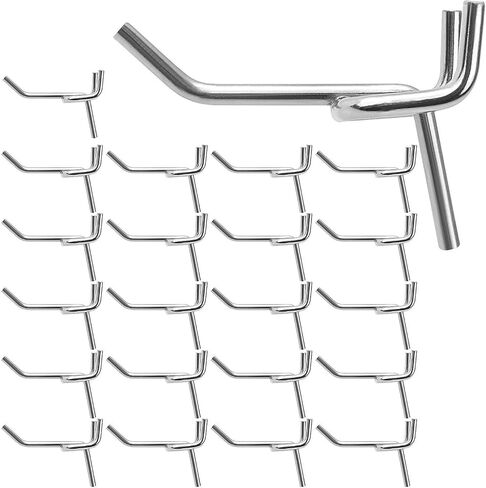 100 قطعة من خطافات بيجبورد مقاس 5 سم، خطافات رفوف معدنية شديدة التحمل، خطافات ربط على شكل حرف L تناسب لوحة بيجبورد مقاس 1/8-1/4 بوصة، خطافات عالمية لتخزين المرآب، أو جدار شريحة أو عرض البيع بالتجزئة in Kuwait