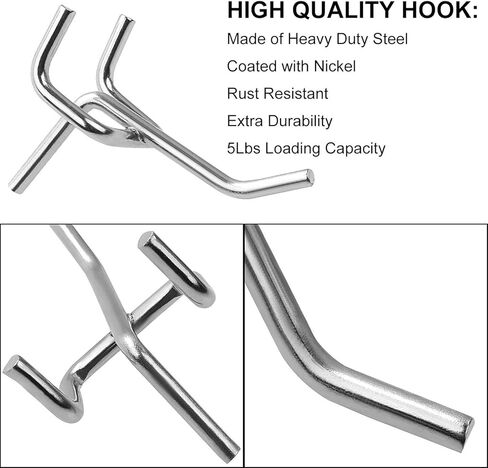 100 قطعة من خطافات بيجبورد مقاس 5 سم، خطافات رفوف معدنية شديدة التحمل، خطافات ربط على شكل حرف L تناسب لوحة بيجبورد مقاس 1/8-1/4 بوصة، خطافات عالمية لتخزين المرآب، أو جدار شريحة أو عرض البيع بالتجزئة in Kuwait