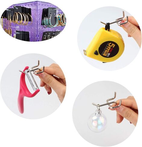 100 قطعة من خطافات بيجبورد مقاس 5 سم، خطافات رفوف معدنية شديدة التحمل، خطافات ربط على شكل حرف L تناسب لوحة بيجبورد مقاس 1/8-1/4 بوصة، خطافات عالمية لتخزين المرآب، أو جدار شريحة أو عرض البيع بالتجزئة in Kuwait