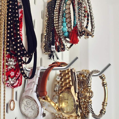 100 قطعة من خطافات بيجبورد مقاس 5 سم، خطافات رفوف معدنية شديدة التحمل، خطافات ربط على شكل حرف L تناسب لوحة بيجبورد مقاس 1/8-1/4 بوصة، خطافات عالمية لتخزين المرآب، أو جدار شريحة أو عرض البيع بالتجزئة in Kuwait