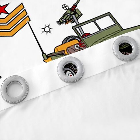 Manfei War Theme Window Curtains Aircraft Tanks Window Drapes for Kids Boy Room Decor, Retro Army Green Airplane Tanks Window Treatments Grommet Top 2 Panel Set Bedroom Curtains, 52Wx63L inch in Kuwait