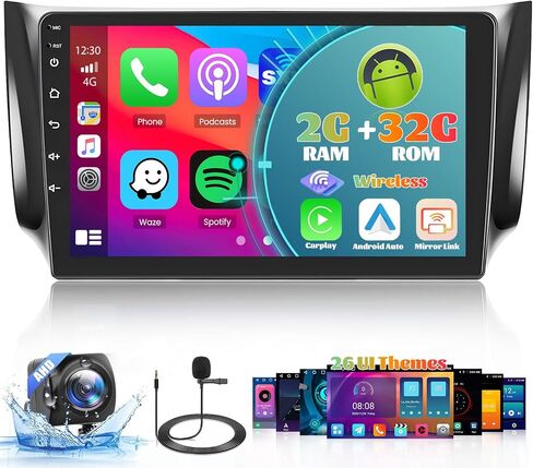 Roinvou 2+64G Android CarPlay Stereo لـ 2013-2017 Nissan Sentra، راديو CarPlay لاسلكي مدمج مع Android Auto، شاشة لمس 10.1 بوصة في لوحة القيادة GPS ودعم مرآة Link BT FM RDS AHD in Kuwait