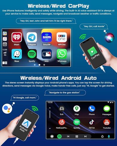 Roinvou 2+64G Android CarPlay Stereo for 2013-2017 Nissan Sentra, Built-in Wireless CarPlay Radio with Android Auto, 10.1'' Touch Screen in-Dash GPS Navigation Support Mirror Link BT FM RDS AHD in Kuwait