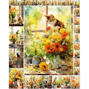 Decoupage Paper Pack (35 Sheets 6"x8") Sweet Little Cats Dressed in Human Dresses and Fancy Shirts FLONZ Vintage Illustration Pictures Cards for Decoupage, Craft and Scrapbooking