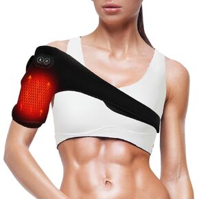 Heated Shoulder Wrap with Massager, Electric Shoulder Heating Pad with 3 Vibration and Heat Settings hot Therapy for Shoulder Pain Relief Portable Shoulder Heat Pad for Men Women