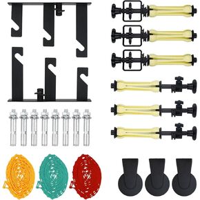 Goshoot Photography 3 Roller Wall Mount Manual Backdrop Support System Set with 6 Expand Bars, 2 Tri-Folding Hooks and 3 Chains for Mounting 3 Backdrops