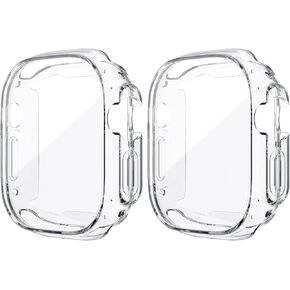 HANKN 2 Pack 45mm Clear Screen Protector Case for Apple Watch Series 9 8 7 45mm Case, Soft TPU Full Coverage Front Protective Shockproof iWatch Bumper Cover (Clear+Clear, 45mm)
