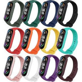 12-Pack Bands for Amazfit 6 / Amazfit Band 5 Replacment Band for Women Men, Soft Silicone Sport Straps Waterproof Wristbands for Xiaomi Mi Band 6 / Mi 5 Watch Band