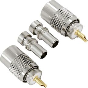 RFAdapter PL 259 Connectors, 20-Pack PL-259 UHF Male Solder Connector Plug with Reducer, Teflon Material 50ohm for RG59, RG8, RG8x, LMR-400, RG-213 Coaxial Cable Compatiable with Ham Radio Antenna