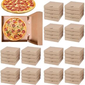 RHBLME 30 Pack Kraft Pizza Boxes Bulk, 7.3" x 7.3" x 1.6" Small Pizza Boxes Corrugated Cardboard Boxes, Reusable Pizza Box Oven Takeaway Packaging Boxes Keeps Pizza Cake Cookies Fresh