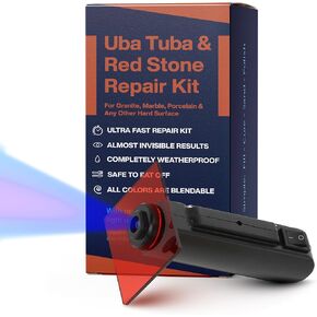 UBA Tuba & Black Stone Repair Kit (Red, Black & Clear Color) - Ideal as Granite Repair Kit I Works Great as Quartz Countertop Repair Kit I Also for Ceramic, Tile and Porcelain Repair Kit