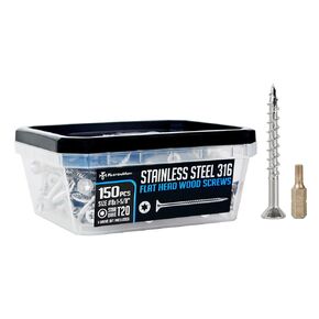#8x1-5/8'' 316 Stainless Steel Deck Screws, 450 PCS - Flat Head T20, Type 17 Point, Rust Resistant, Quick Drive & Strong Grip - Perfect for Outdoor Wood Projects, Bit Included