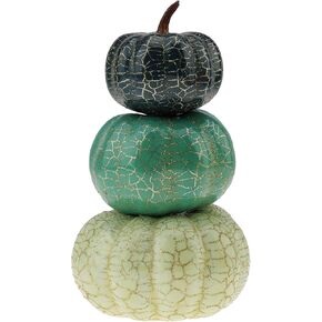 Gresorth Fake Stacked Pumpkin Towel Halloween Decoration Artificial Cracked Glitter Pumpkins Home Party Table Display Wedding Thanksgiving Decorating - 2pcs