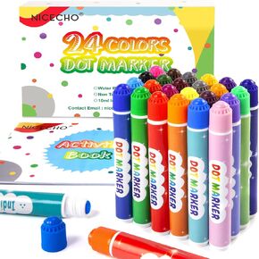 Nicecho Dot Markers Kit, 12 Colors Washable Fun Art Marker for Toddlers, Bingo Daubers for Preschool Children, Dab Paint Marker Set Coloring Supplies Including Activity Book in Kuwait