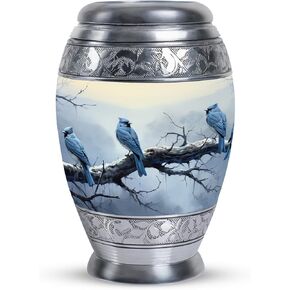 Winter Perch of Blue Jays Mini Urns for Ashes - Adult Urns for Human Ashes Women - Cremation Urns for Human Ashes - Cremation Memorial - Urns for Ashes Adult Female Mom (size-3nch,1pcs)