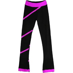 Skating Pants Girls Figure Skating Pants Striped with Diamond Wool Skating Pants for Kids
