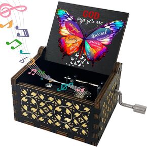 Butterfly Birthday Decorations - Hand Crank Music Box for Women - Catholic Gifts Women - Encouragement Gifts for Women - Spiritual Gifts for Women - Butterfly Gifts for Women