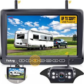 RV Backup Camera Wireless Recording 2 Cameras - Plug and Play Pre-Wired for Furrion System Night Vision 4 Channels HD 1080P 7'' Touch Key Monitor Rear View Camera for Trailer/Trucks/Camper Yakry Y28