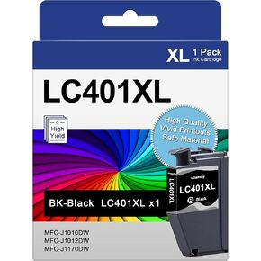 LC401 Ink Cartridges Compatible for Brother LC401 XL BK LC401XL LC 401 LC401BK High Yield to use with Brother MFC-J1010DW MFC-J1012DW MFC-J1170DW (4-Pack, Black Cyan Magenta Yellow)