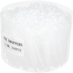 POCREATION 100Pcs Transfer Pipettes, 1.5ml Eye Dropper, Plastic Pipette for Science Laboratory Experiment Liquid Transfer