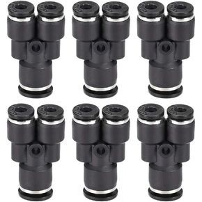 uxcell Plastic Connect Y Splitter Push To Tube Fittings 6mm X 4mm OD Push Lock 6pcs