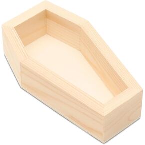Halloween Coffin Decor 9 inch, Unfinished Wood Coffin Box for Coffin Serving Tray, and Goth Bathroom Décor, by Woodpeckers