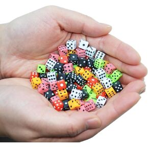 SmartDealsPro 100 Assorted 1/5" 5mm D6 Mini Dice Game Dot Square Dice Set in Kuwait