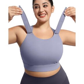 Plus Size Sports Bras Medium-High Support Adjustable Racerback High Neck Wireless Everyday Workout Running Bra for Women