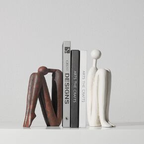 Decorative Bookends for Shelves，Bookends for Heavy Books Resinous Thinker Statue,Book Shelf Decor，Modern Creative Office Company Bookends Ornament Decorations