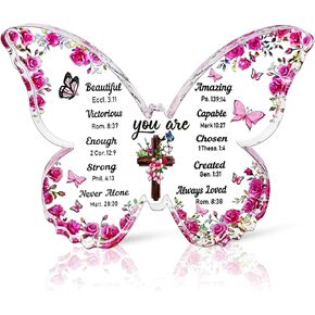 YXOTJHS Christian Gifts for Women, Butterfly Inspirational Gifts for Friends, Religious Spiritual Gifts for Her Mom Girl Coworker Sister, Birthday Gift for Women - Acrylic Plaque