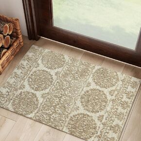 jinchan 2x6 Boho Runner Rug Machine Loomed Hallway Rug Bohemian Woven Rug Accent Rug Indoor Vintage Floral Rug Retro Carpet Soft Luxury Rug Washable Kitchen Bedroom Laundry Room, Black and White