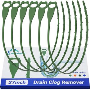 27 Inch Drain Snake Clog Remover 6 Pack, Drain Hair Catcher Sink Snake Drain Cleaner Drain Auger Removal Tool for Shower Kitchen Sink Bathroom Tub Sewer